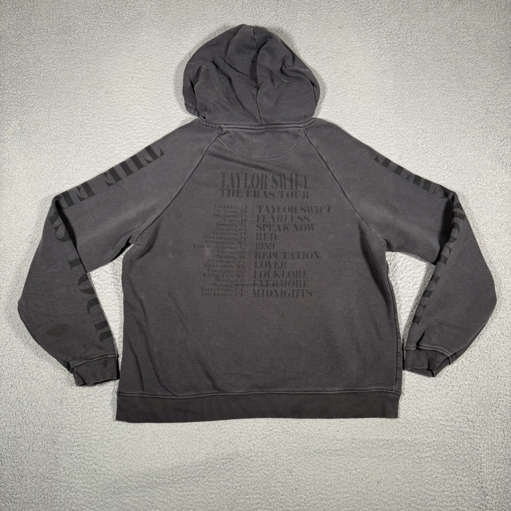 Taylor Swift Hoodie Womens Medium Black Oversized Pullover Sweatshirt Eras Logo - Picture 12 of 12